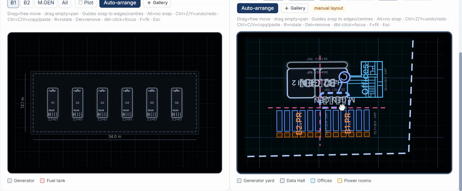 2D generator yard layout plan